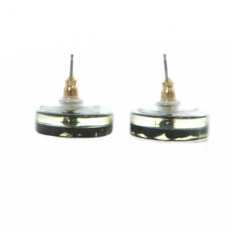 Chanel Vintage Earrings Binaural Logo Coco Mark Clover Resin Clear - GY18 MQ -