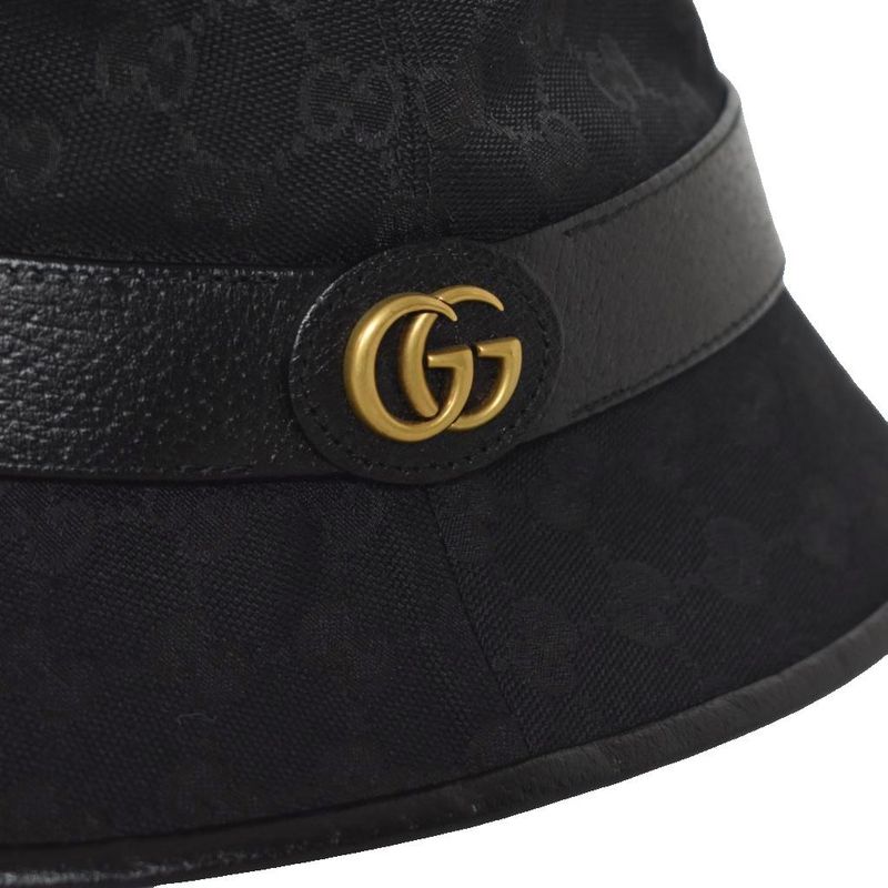 Gucci GG Canvas Fedora Hat Bucket Hat L Black 576587 AA