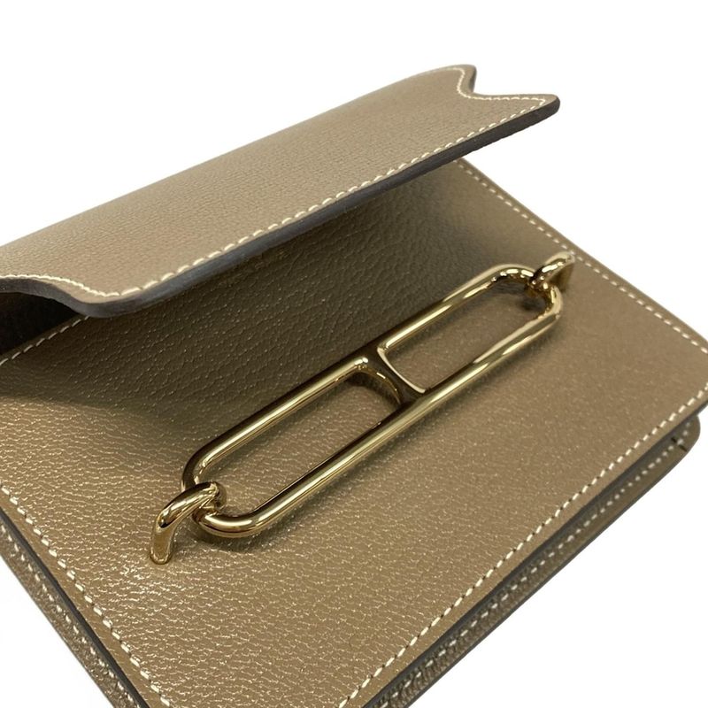 Hermes Wallet Luli Slim Etoupe Gold Hardware