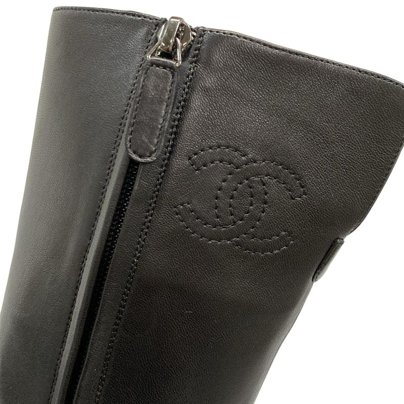 Chanel Boots 36C - G28000 Black Middle Length Outsole Replaced Coco-mark
