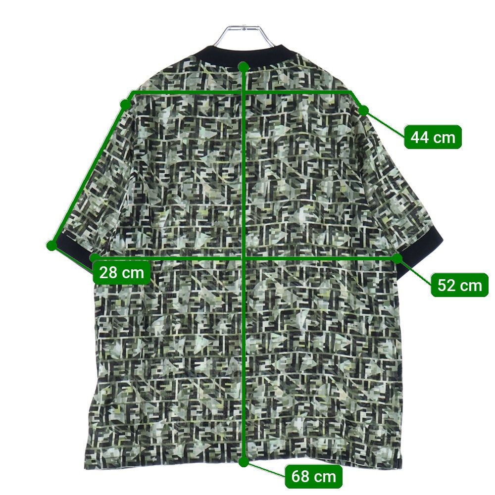 Fendi Zucca Pattern Crew Neck T-Shirt Green Fy1021 Ablk