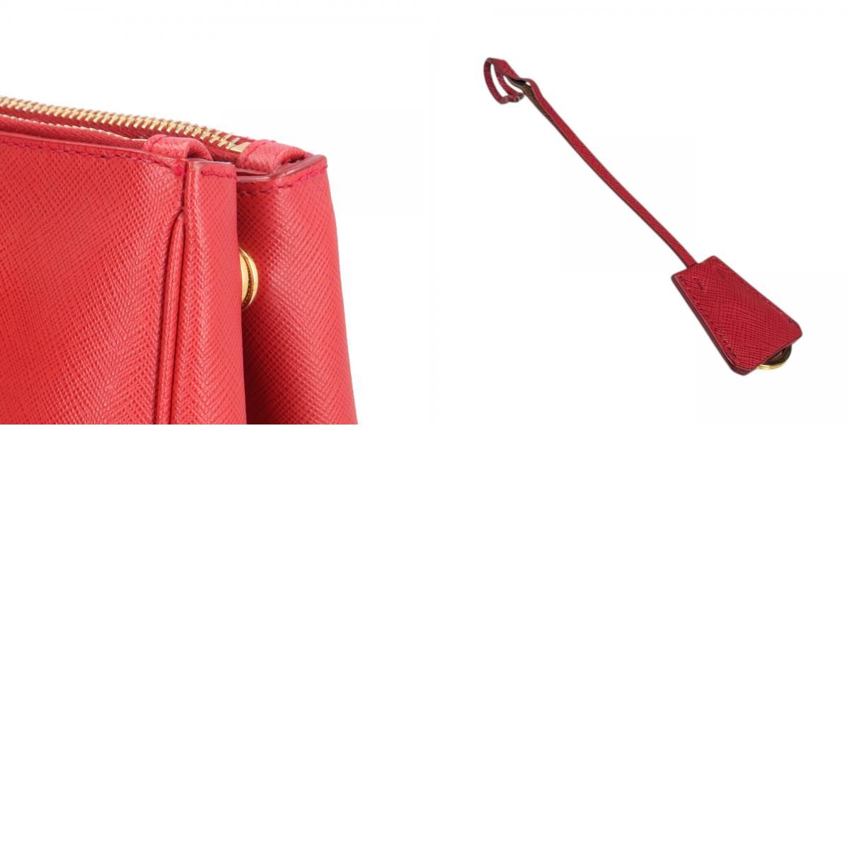 Prada Galleria Saffiano Shoulder Bag Leather Bn1801 Red Ladies Prada Used Prada
