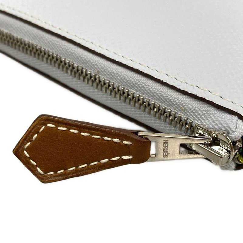 Hermes Azap Long Silk-in Blue Brume Round Zipper Long Wallet