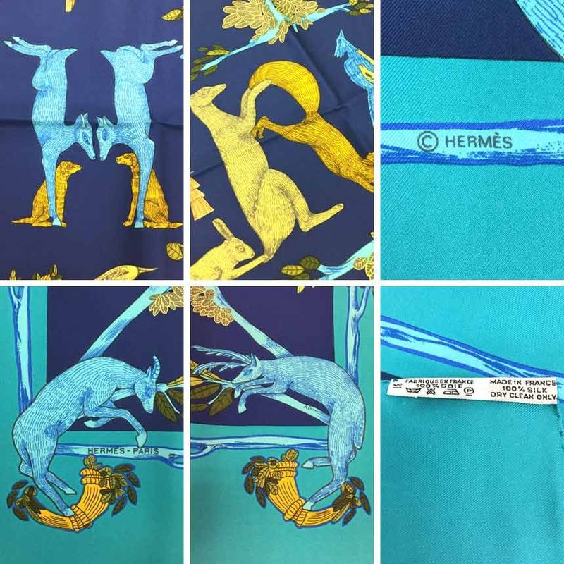 Hermes Scarf Carre 90 Animal Alphabet New Vintage Item Aq7381