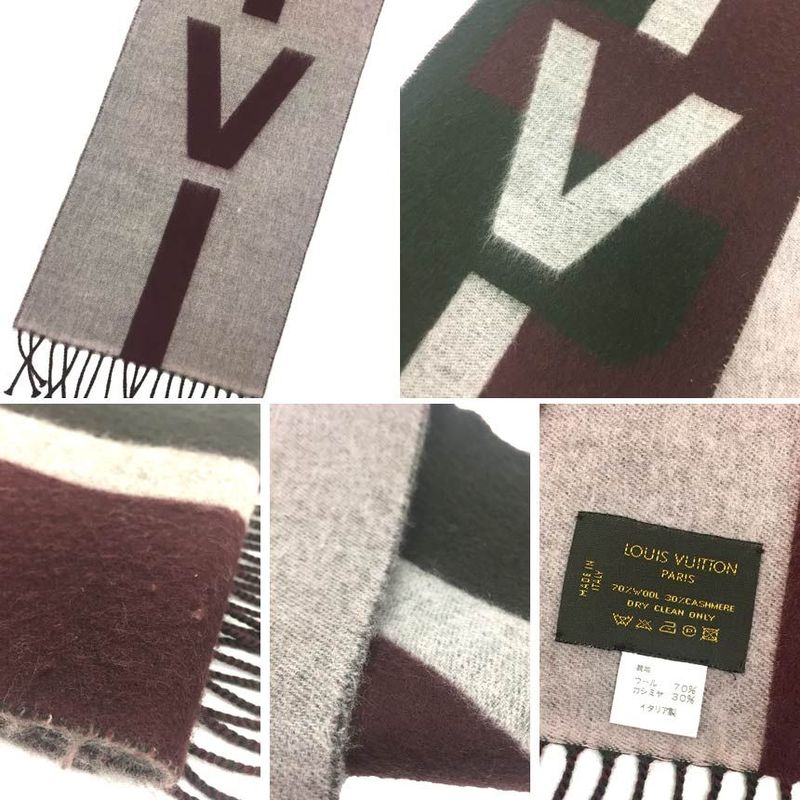 Sale Louis Vuitton Scarf Men's Shawl Echarpe V・istrique Wool X Cashmere Aq7386