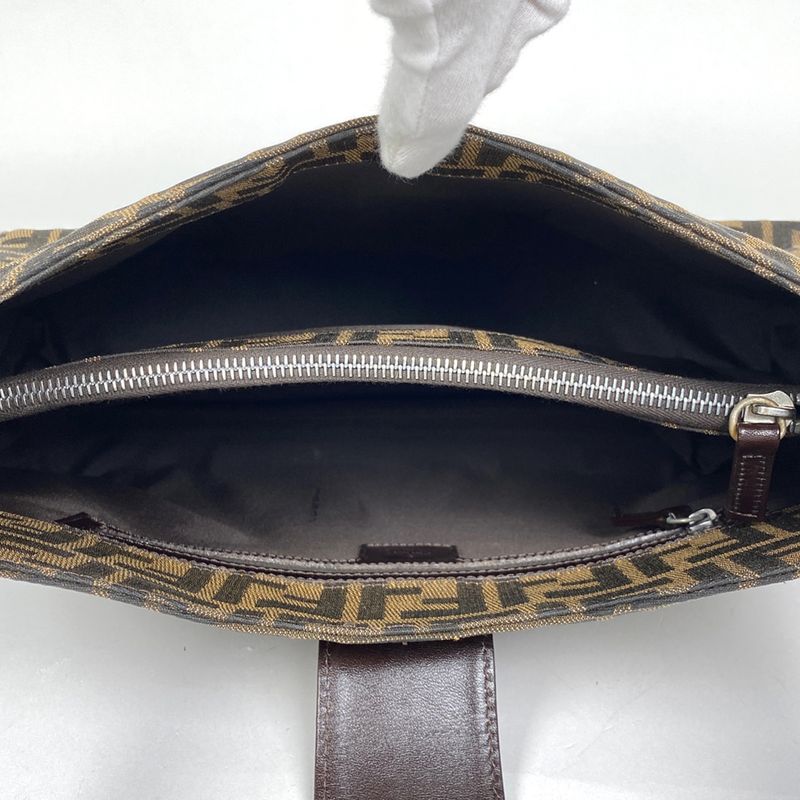 Fendi Zucca Pattern Shoulder Bag Handbag One Shoulder Bag Canvas Brown 16115