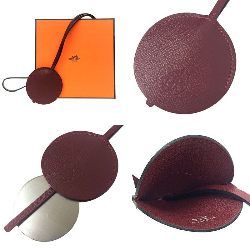 Hermes Leather Necklace Miroir Mirror Charm Unused New
