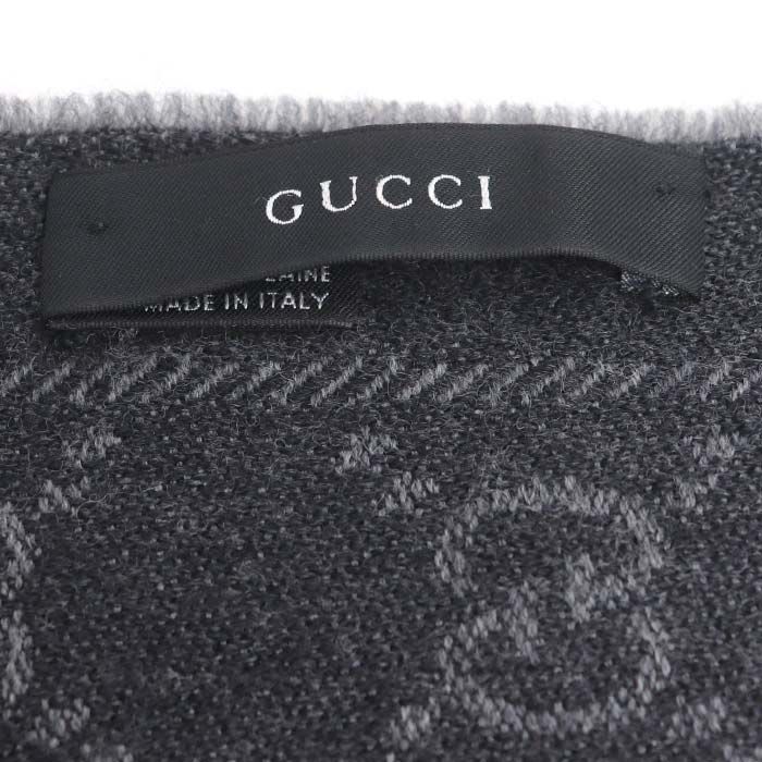 Gucci GG Pattern Wool Scarf Gray Men's