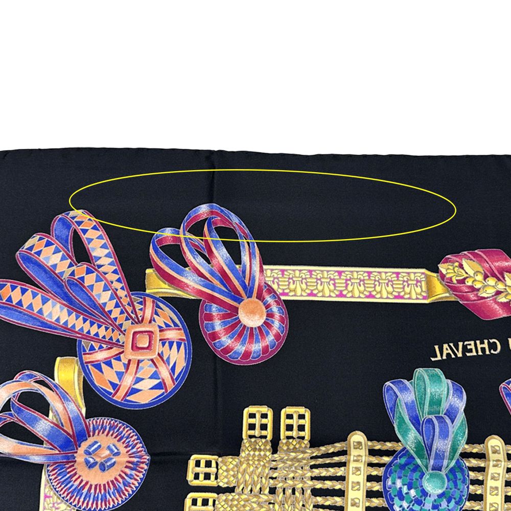 Hermes Scarf Carre90 Les Rubans Du Cheval Horse Ribbon Women'S Brand Silk Black