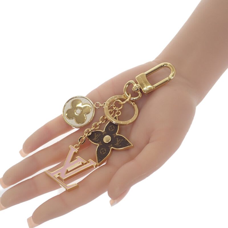 Louis Vuitton Spring Street Bag Charm Monogram Flower key Holder Metal