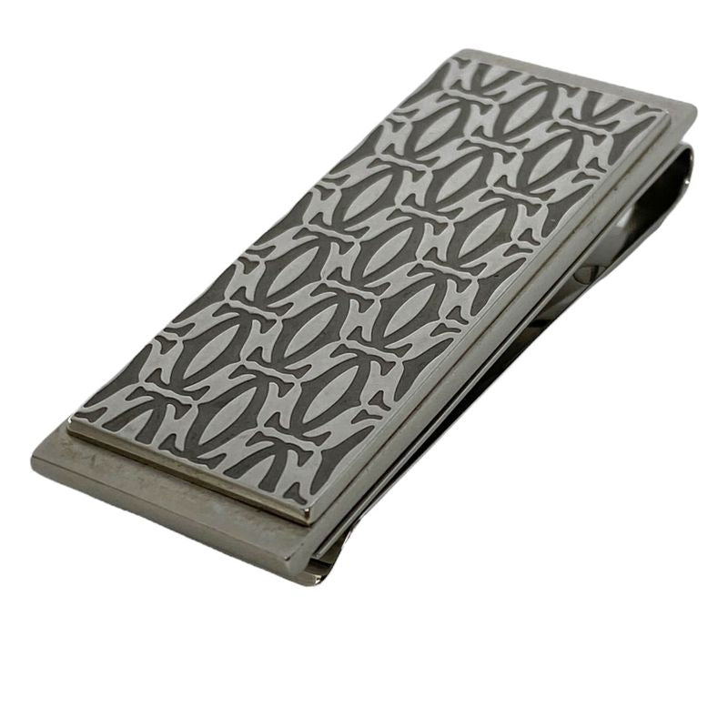 Cartier C De Cartier Decor Money Clip Accessory Logo Pattern Metal Silver