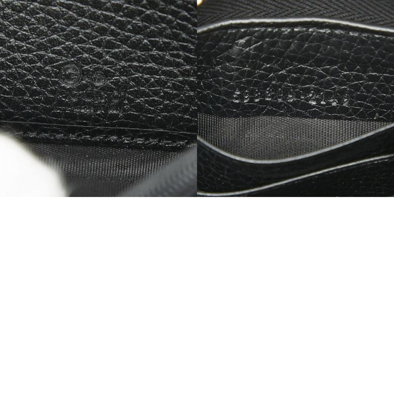 Gucci Soho Interlocking G Round Zipper Coin Case 598209 Black Leather Ladies