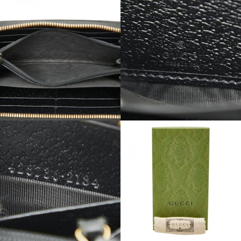 Gucci Ggmarmont Round Zipper Long Wallet 428736 Black Leather Ladies Gucci