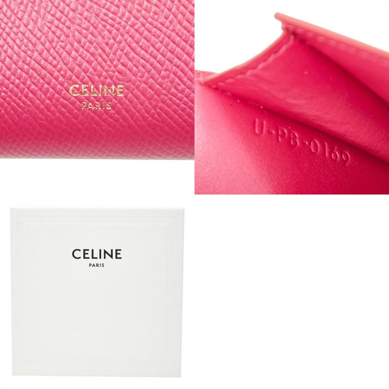 Celine Strap Wallet Pink Leather Women's Celine