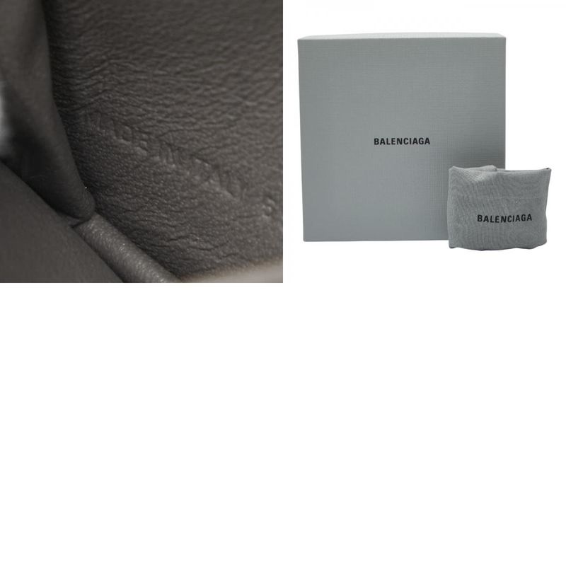 Balenciaga Logo Fold Wallet Compact Wallet 594216 Gray Leather Women's Balenciag