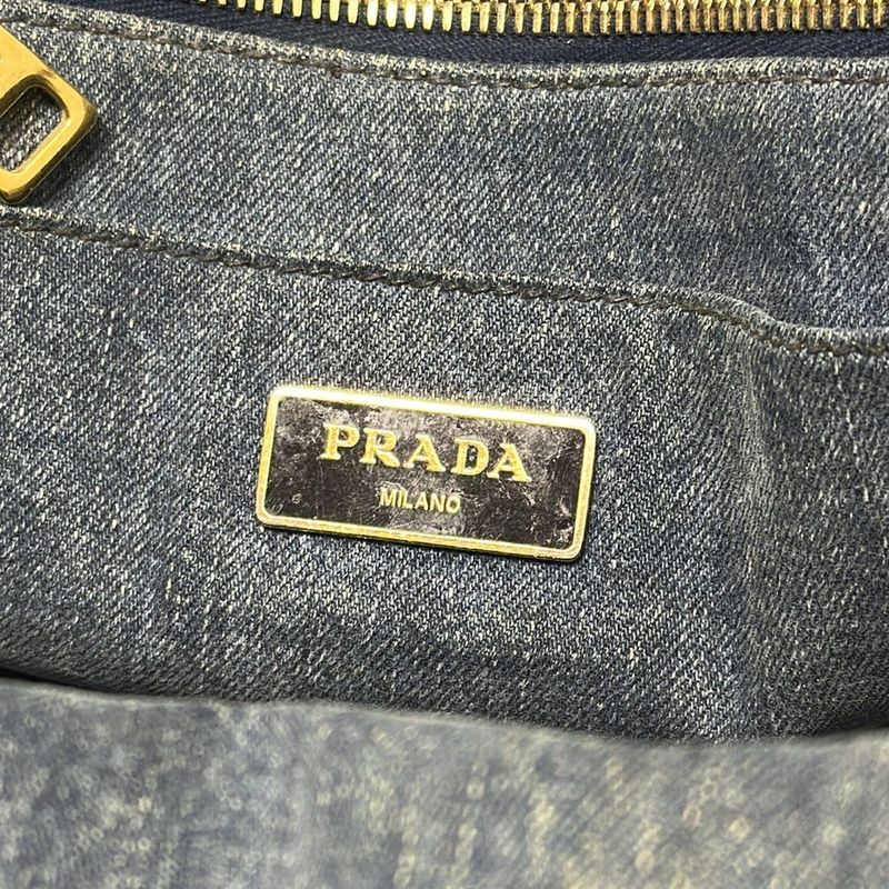 Prada Tote Bag Canapa Navy