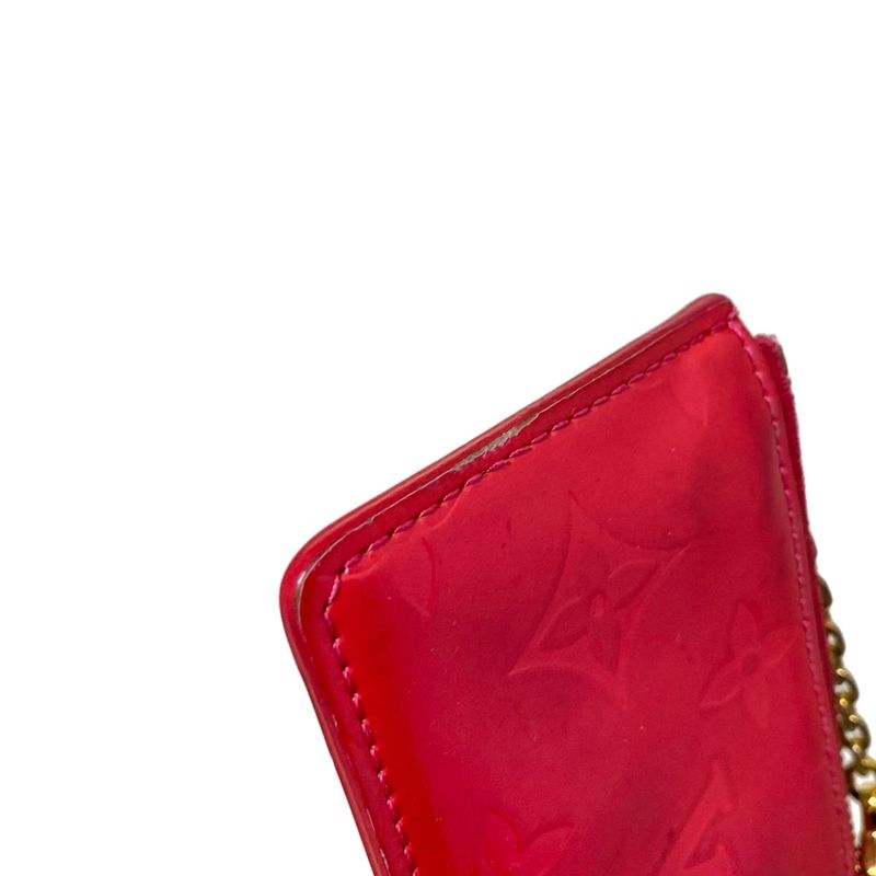 Louis Vuitton Coin Case Monogram Vernis Pochette Cles M9144f Raspberry Leather