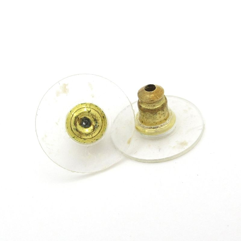 Chanel Earrings Black×gold×clear Coco Mark