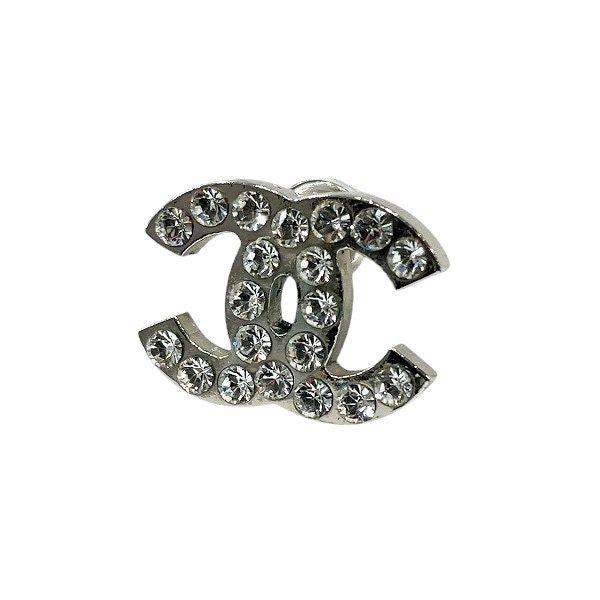 Chanel Silver 06v Coco Mark Rhinestone Brand Accessories Earrings Ladies