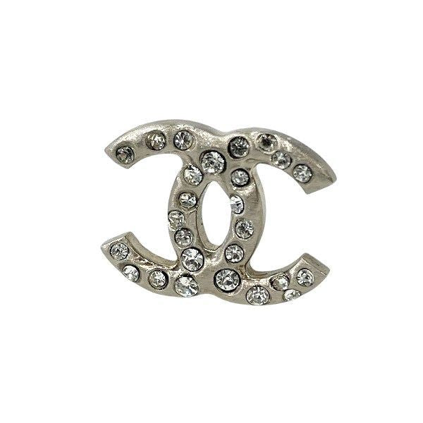 Chanel Silver B11p Coco Mark Rhinestone Brand Accessories Earrings Women's