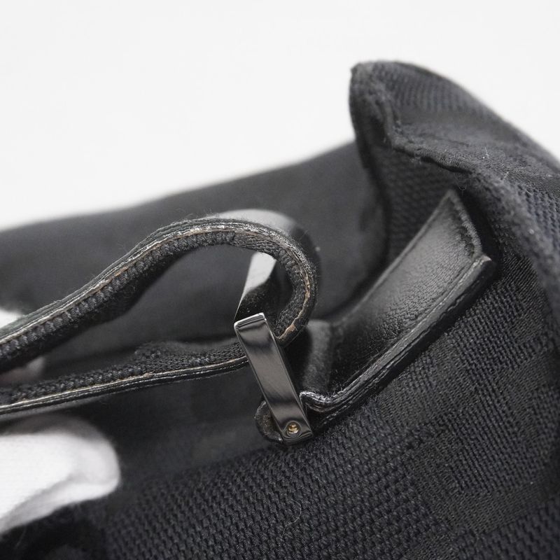 Gucci Backpack Daypack GG Canvas 003 0241 Canvas Black Silver Hardware Women