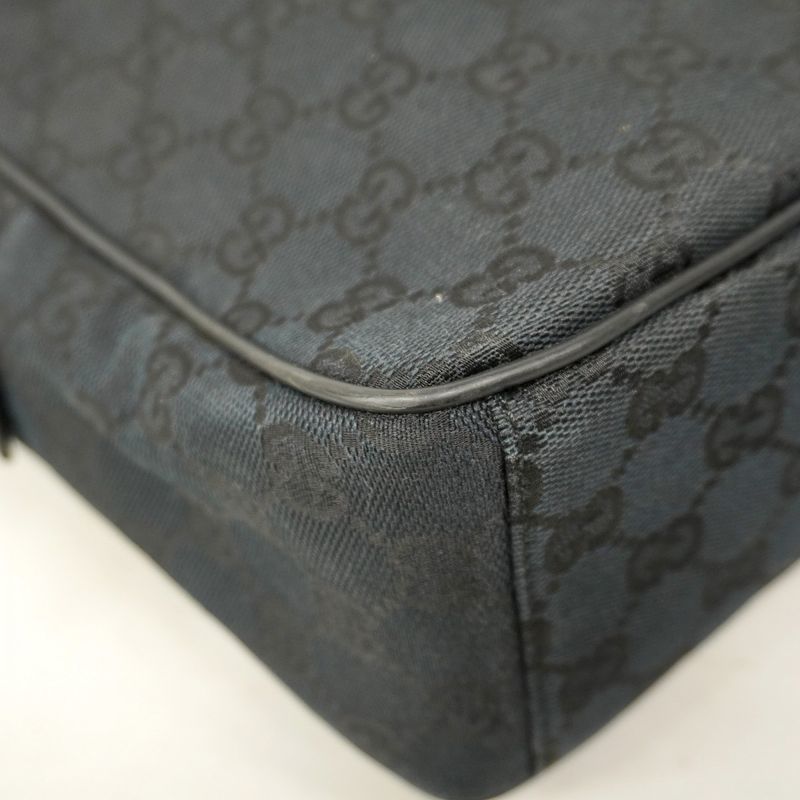 Gucci Shoulder Bag GG Canvas 018 1612 Canvas Black Silver Hardware Women