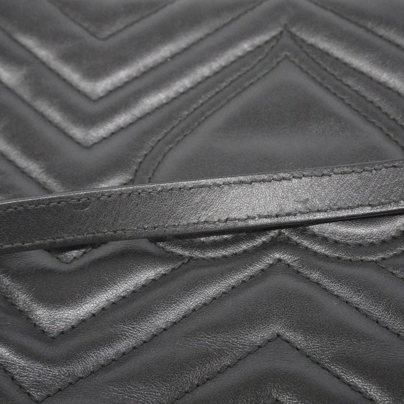 Gucci Shoulder Bag Ggmarmont 443497 Leather Black Gold Hardware Women