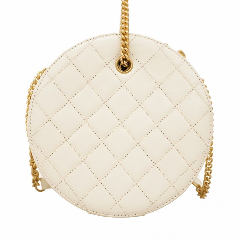 Chanel Shoulder Bag Calfskin White Gold Hardware Women