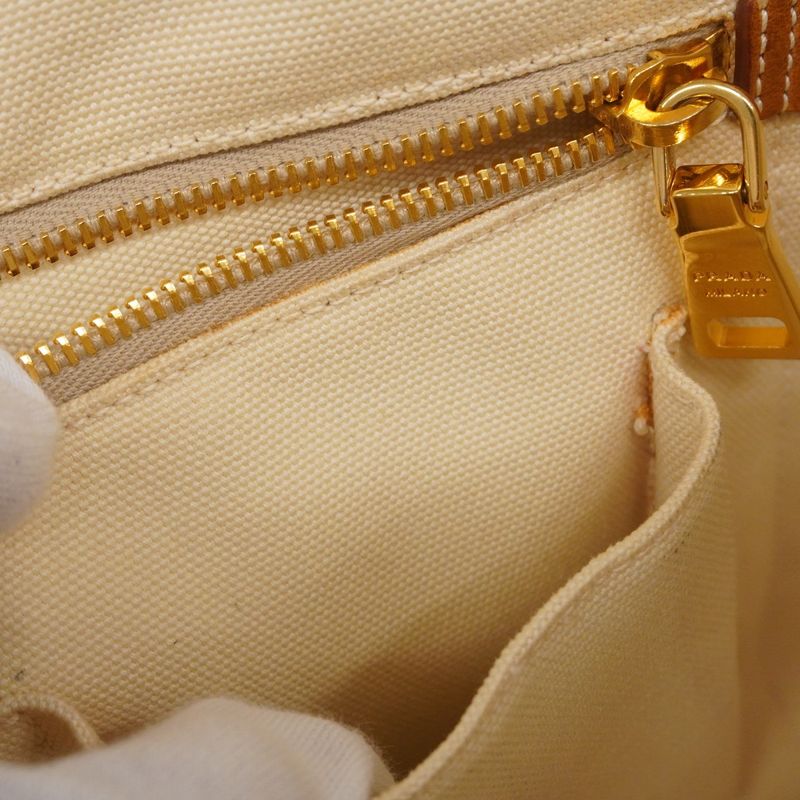 Prada Tote Bag Canapa Canvas Brown Gold Hardware Women's