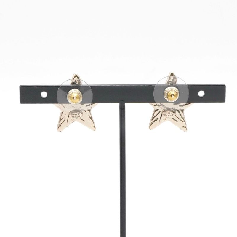 Chanel Earrings Earring Gold Black Coco Mark Star