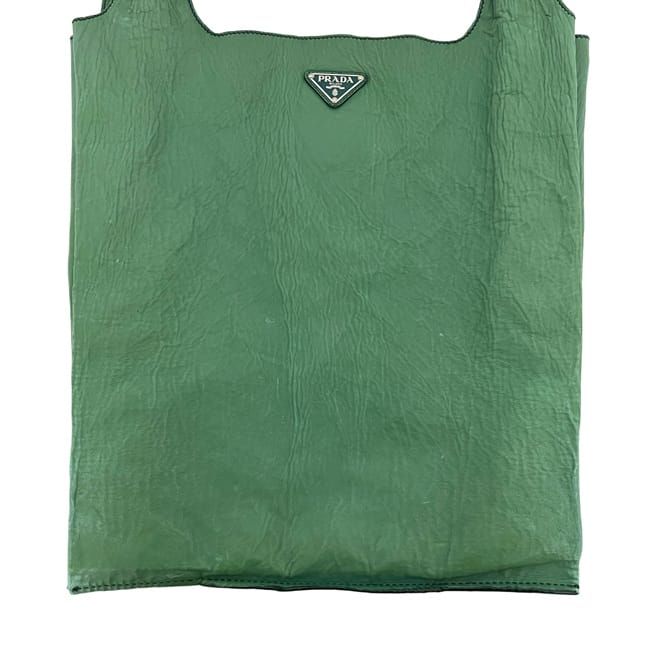 Prada Tote Bag Initial Patch Green Large Leather Nappaleather