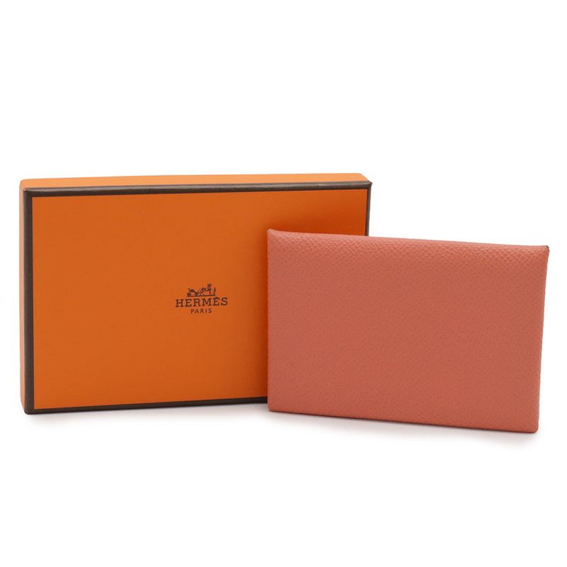 Hermes Calvi Card Case Business Card Holder Pass Case Vaux Epson Leather