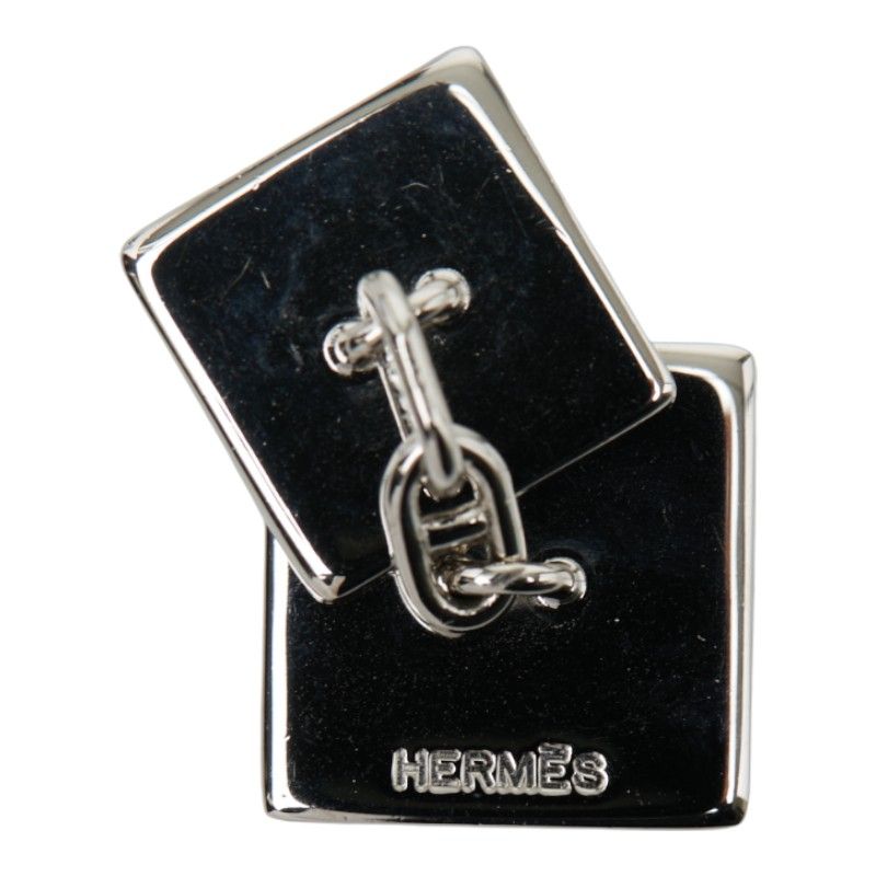 Hermes Square Cufflinks Silver Metal Men's Hermes