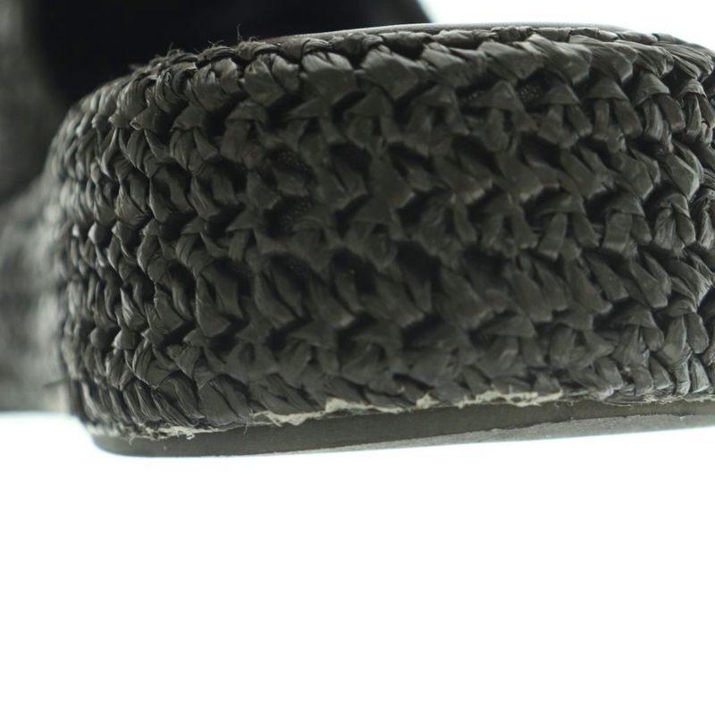 Prada Sandals Crochet Platform Logo 25.0cm (9.84in) Black Mi - Gy20