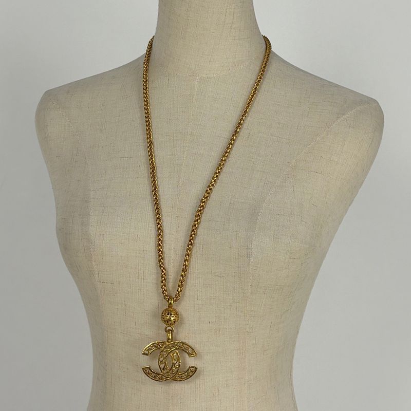 Chanel Coco Mark Chain Necklace GP Gold Ladies