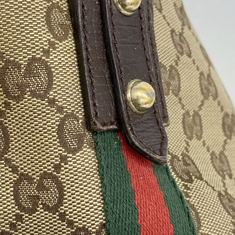 Gucci Tote Bag GG Canvas Sherry Line 137396 Canvas Brown Gold Hardware Women