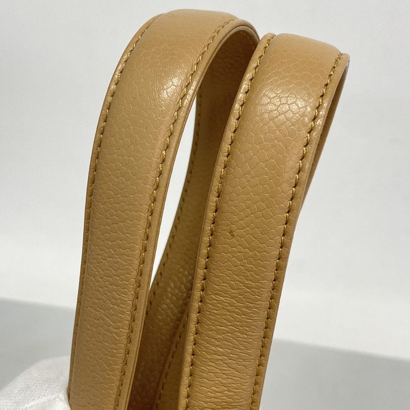 Chanel Shoulder Bag Choco Bar Caviar Skin Beige Silver Hardware Women