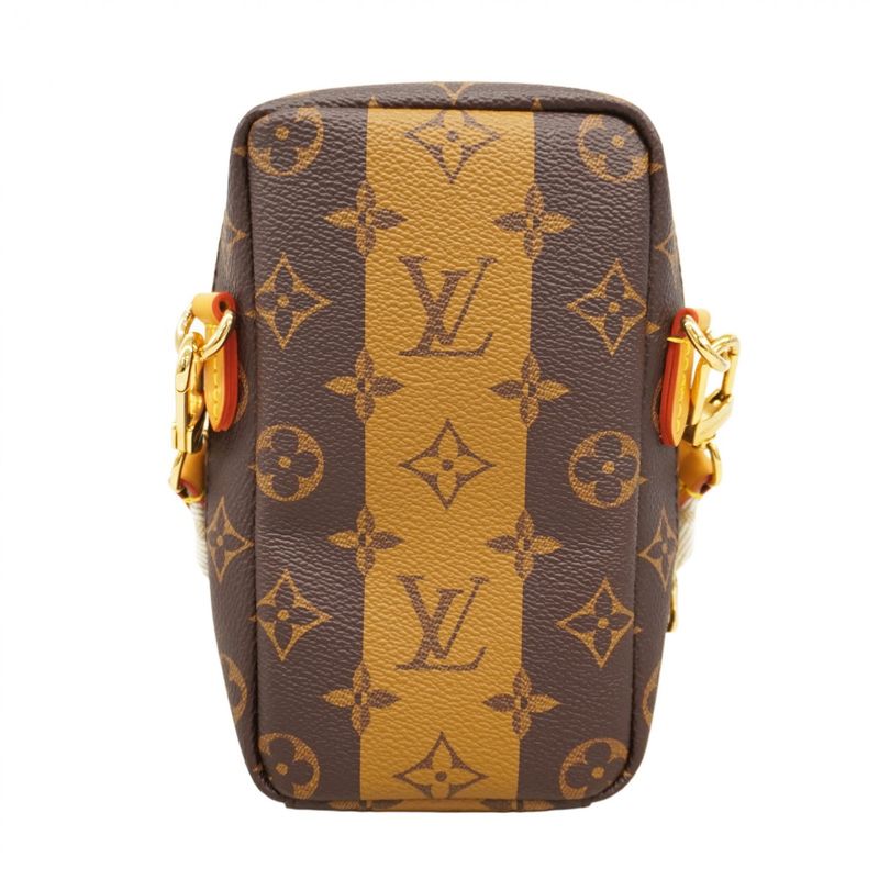 Louis Vuitton Shoulder Bag Monogram Stripe NIGO Double Phone Pouch M81005 Brown