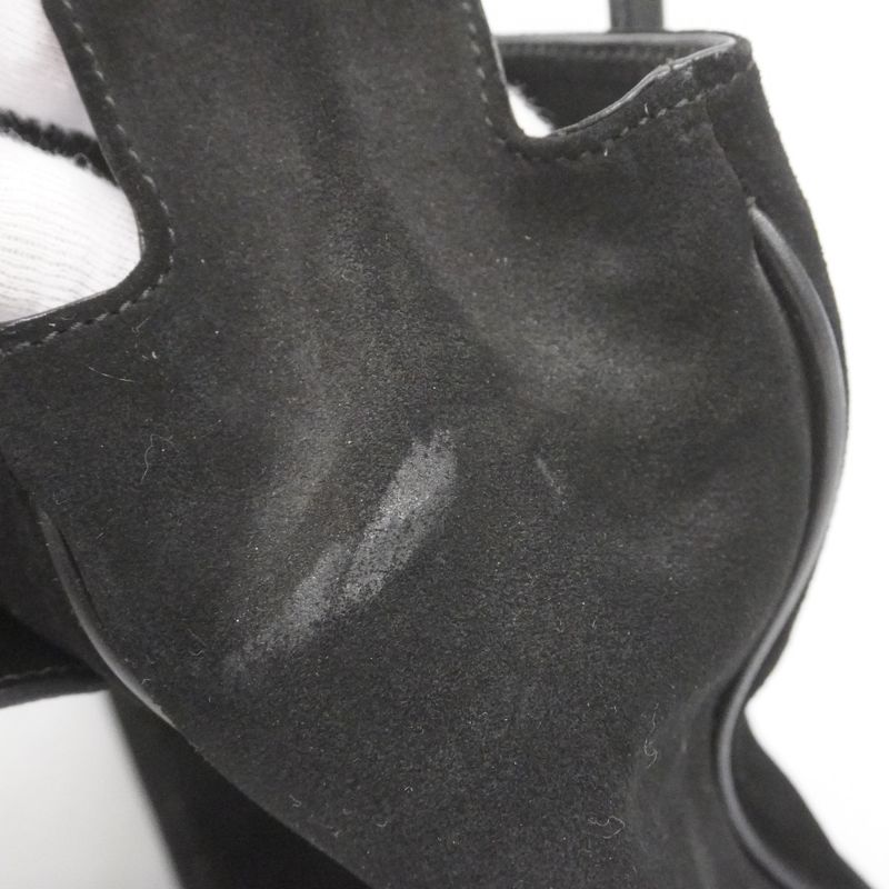 Gucci Tote Bag 000 0844 Suede Black Silver Hardware Women's