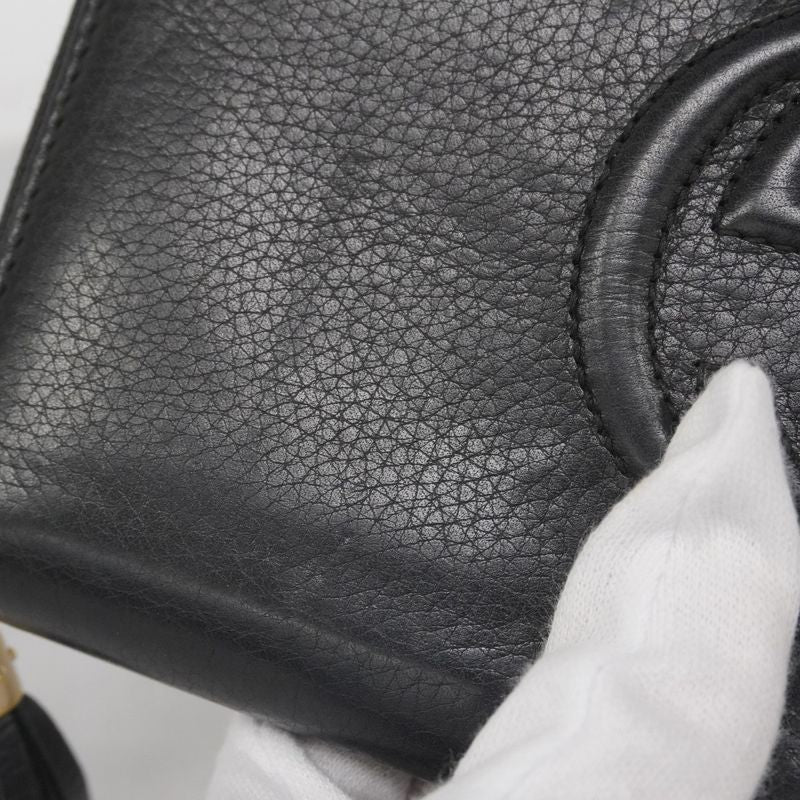 Gucci Long Wallet Soho 308280 Leather Black Chien Pan Gold Hardware Men Women