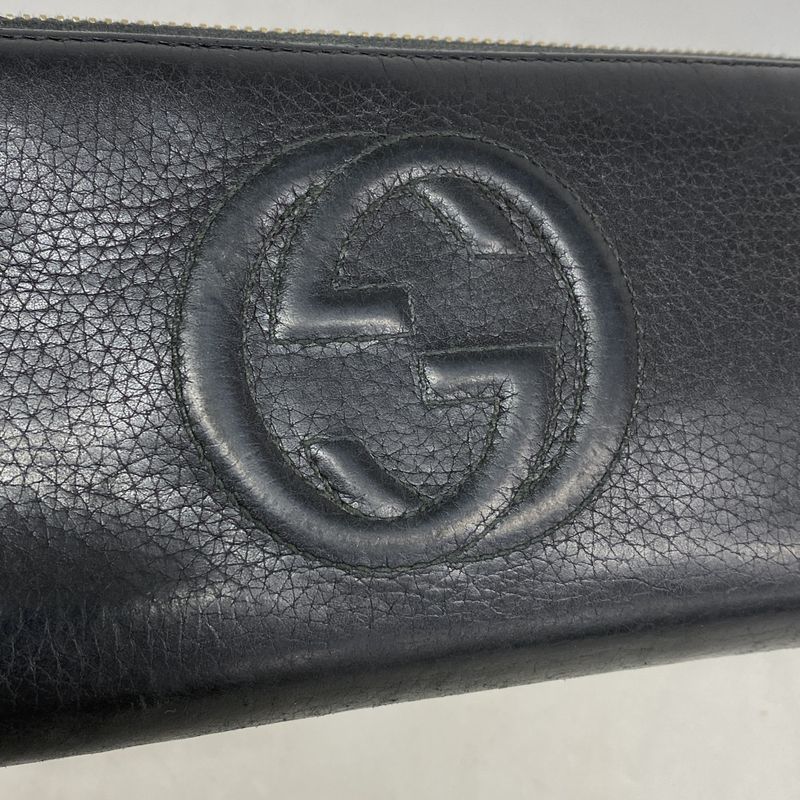 Gucci Long Wallet Soho 308004 Leather Black Chien Pan Gold Hardware Men Women