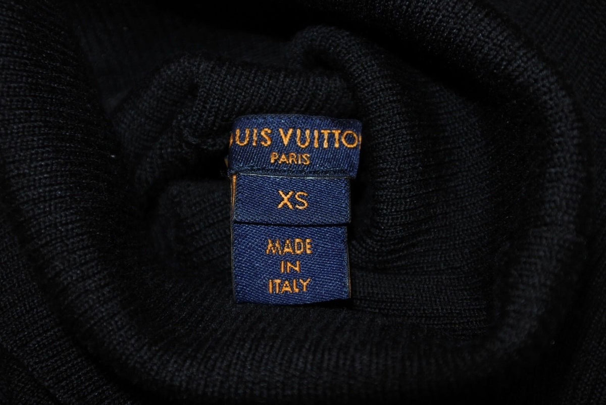 Louis Vuitton Long Sleeve Knit Sweater Wool Silk Black Logo XS — view 8