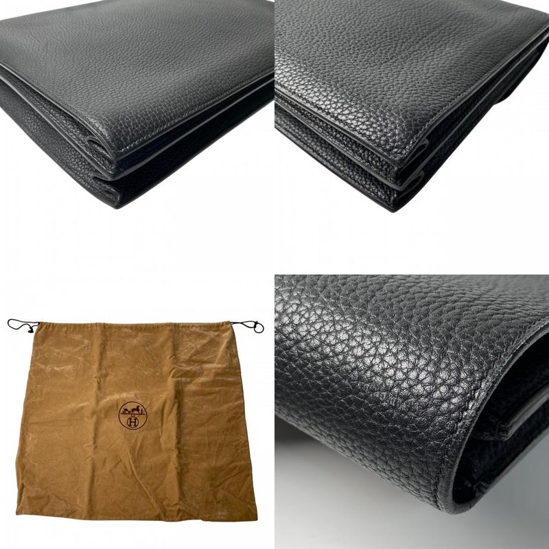 Hermes Men's Sac a Depeches 38 Noir Black B Engraved Togo Gold Hardware