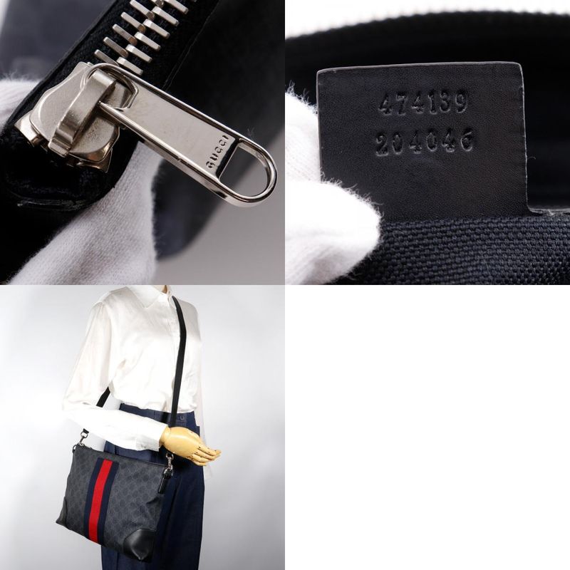 Gucci Messenger Bag 474139 GG Supreme Canvas Black Unisex Shoulder Bag