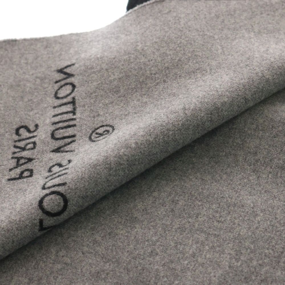 Louis Vuitton Escharp City Alps Logo Patch Fringe Muffler Stole Black