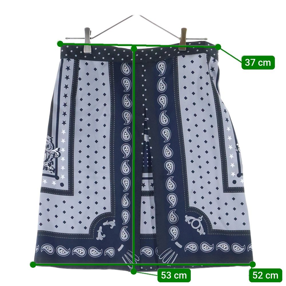 Hermes 22aw Silk Scarf Pattern Print Medium Skirt Gray/navy Women's