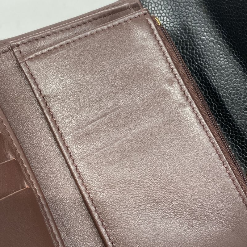 Chanel Trifold Wallet Matelasse Caviar Skin Black Gold Hardware Women