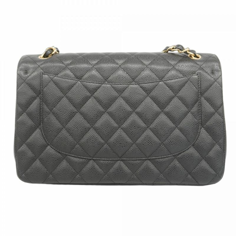 Chanel Shoulder Bag Deca Matelasse Caviar Skin Black Gold Hardware Women