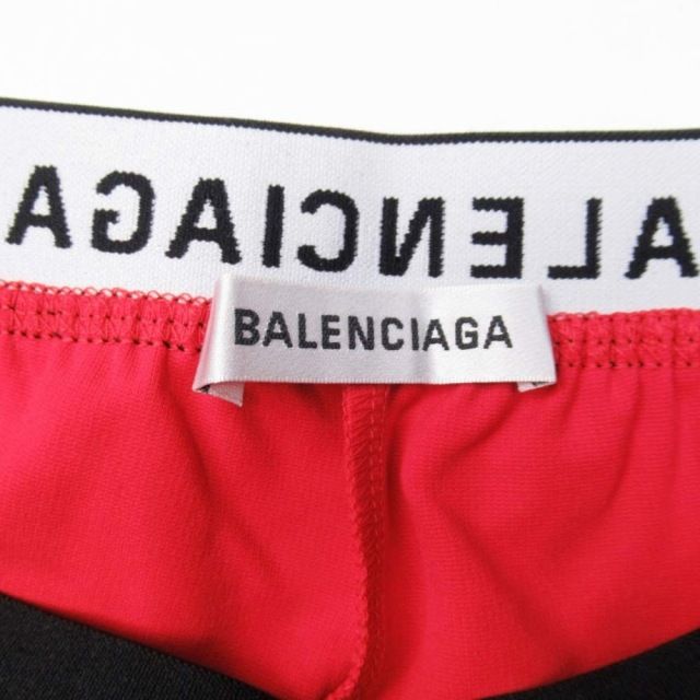 18aw Balenciaga Colored Skinny Stretch Logo Easy Waist Center Tuck Pants 36 Red
