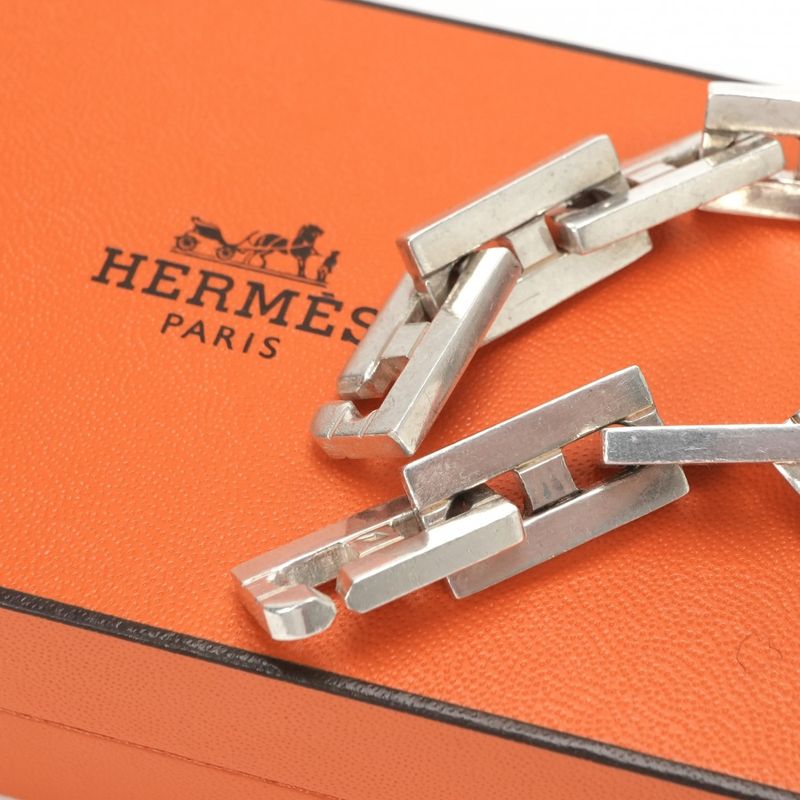 Hermes Cles Bracelet Bangle Cuff 925 Silver